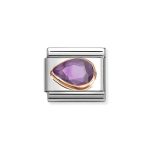 NOMINATION COMPOSABLE CLASSIC LINK VIOLET CZ DROP IN 9K ROSE GOLD 430605/001