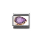 NOMINATION COMPOSABLE CLASSIC LINK VIOLET CZ DROP IN 9K ROSE GOLD 430606/001