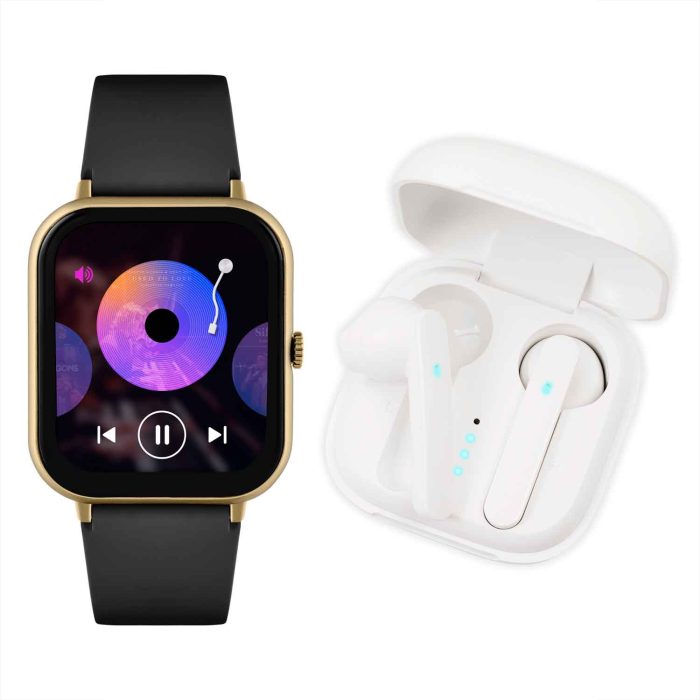 Reflex Active Series 23 Black Rubber Strap Smartwatch & Earbuds Set RA23-2168-TWS
