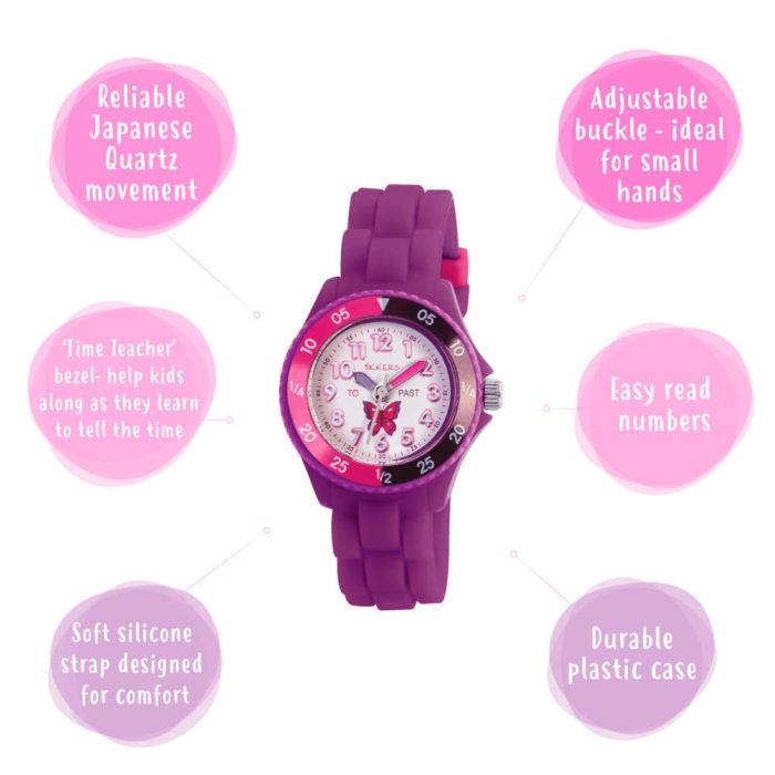 Tikkers Butterfly Purple Silicone Strap TK0041
