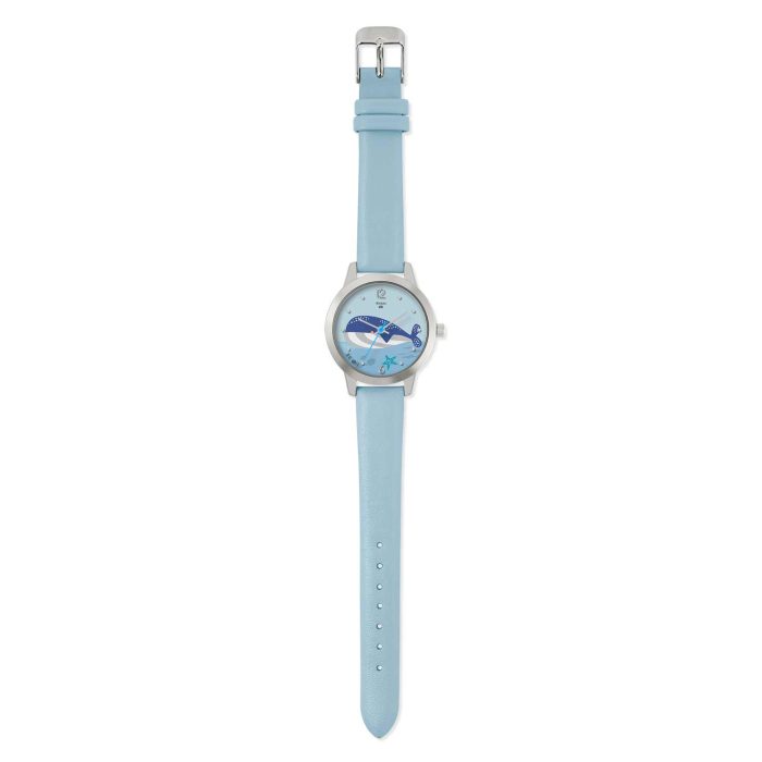 Tikkers WWF Blue Whale Light Blue Leather Strap TKWWF009
