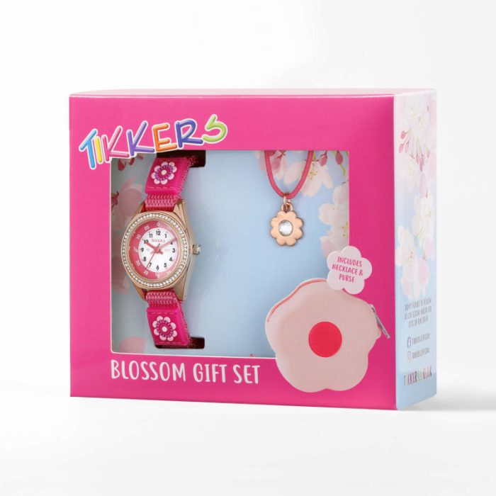 Tikkers Flower Crystals Fuchsia Fabric Strap Gift Set ATK1107