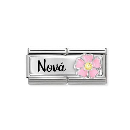 NOMINATION COMPOSABLE CLASSIC DOUBLE LINK ΝΟΝΑ WITH FLOWER IN STERLING SILVER WITH ENAMEL 330734/21