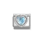NOMINATION COMPOSABLE CLASSIC LINK IN STERLING SILVER WITH LIGHT BLUE CZ HEART 330606/006