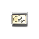 NOMINATION COMPOSABLE CLASSIC LINK LOVE YOU HEART IN 18K GOLD 030284/60