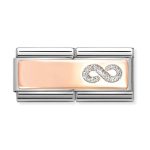 NOMINATION COMPOSABLE CLASSIC DOUBLE LINK INFINITY GLITTER IN 9K ROSE GOLD 430721/01