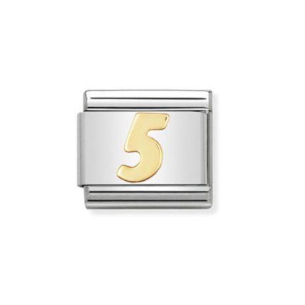 NOMINATION COMPOSABLE CLASSIC LINK NUMBER 5 IN 18K GOLD 030102/05