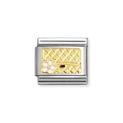 NOMINATION COMPOSABLE CLASSIC LINK BAG WITH FLOWER IN 18K GOLD 030272/94
