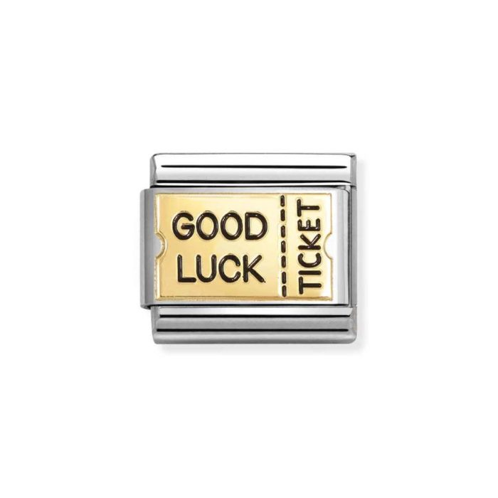 NOMINATION COMPOSABLE CLASSIC LINK GOOD LUCK TICKET IN 18K GOLD 030284/72