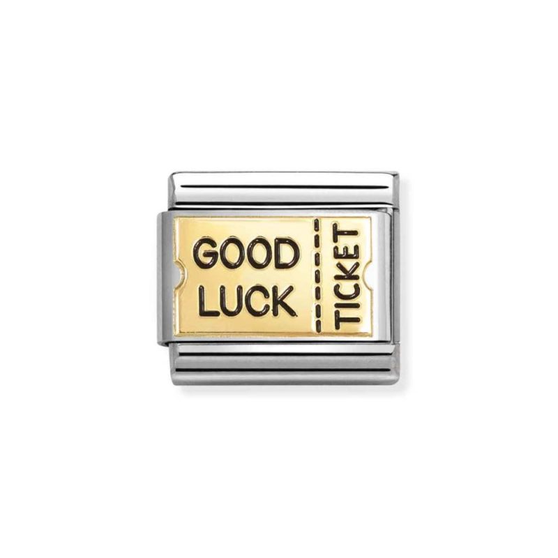 NOMINATION COMPOSABLE CLASSIC LINK GOOD LUCK TICKET IN 18K GOLD 030284/72