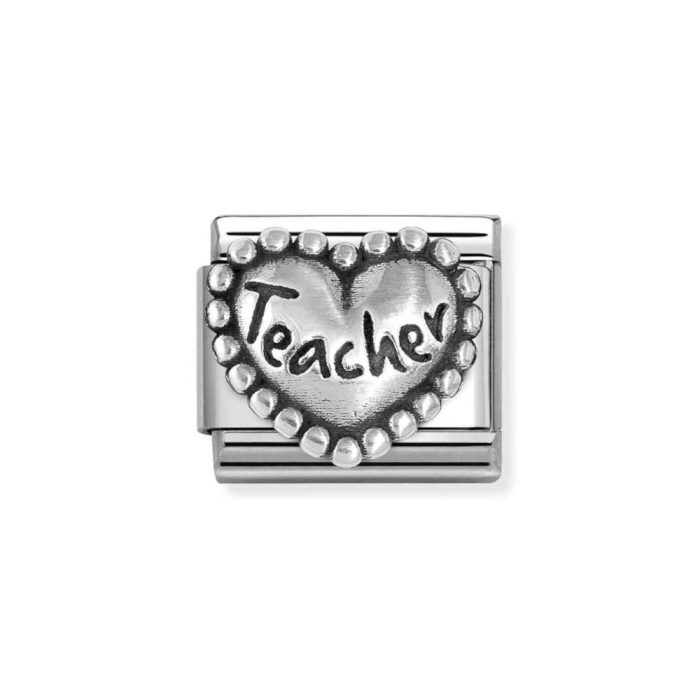 NOMINATION COMPOSABLE CLASSIC LINK TEACHER HEART IN STERLING SILVER 330101/89