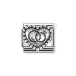 NOMINATION COMPOSABLE CLASSIC LINK WEDDING RINGS HEART IN STERLING SILVER 330101/90
