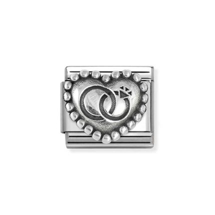 NOMINATION COMPOSABLE CLASSIC LINK WEDDING RINGS HEART IN STERLING SILVER 330101/90