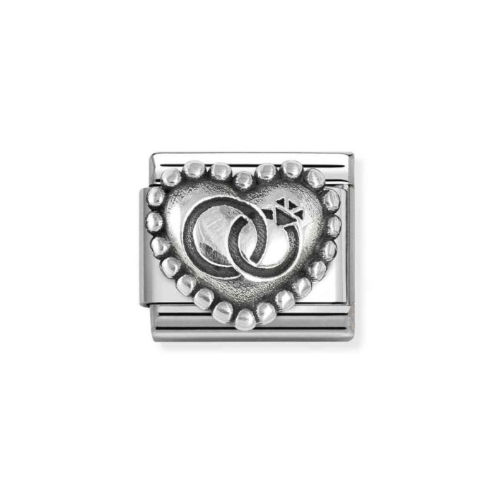 NOMINATION COMPOSABLE CLASSIC LINK WEDDING RINGS HEART IN STERLING SILVER 330101/90