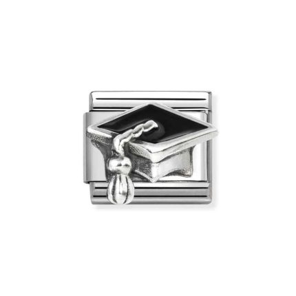 NOMINATION COMPOSABLE CLASSIC LINK BLACK GRADUATION HAT IN STERLING SILVER 330204/32