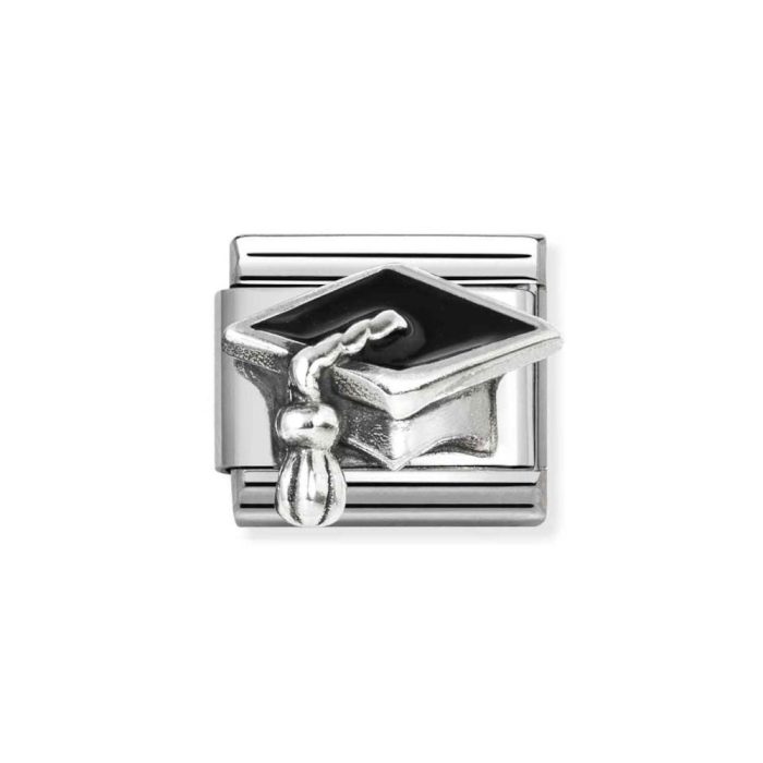 NOMINATION COMPOSABLE CLASSIC LINK BLACK GRADUATION HAT IN STERLING SILVER 330204/32