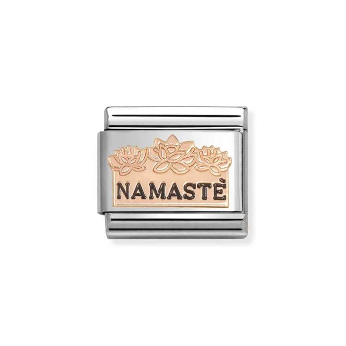 NOMINATION COMPOSABLE CLASSIC LINK NAMASTE WITH FLOWERS IN 9K ROSE GOLD 430202/43