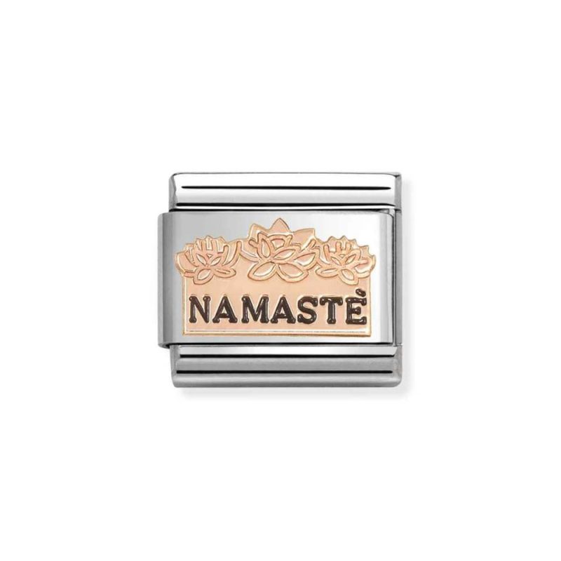 NOMINATION COMPOSABLE CLASSIC LINK NAMASTE WITH FLOWERS IN 9K ROSE GOLD 430202/43