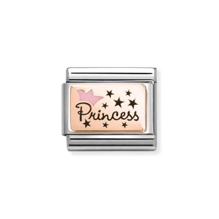 NOMINATION COMPOSABLE CLASSIC LINK PRINCESS PINK CROWN IN 9K ROSE GOLD 430204/02
