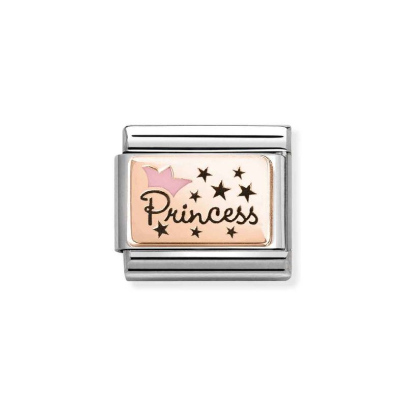 NOMINATION COMPOSABLE CLASSIC LINK PRINCESS PINK CROWN IN 9K ROSE GOLD 430204/02