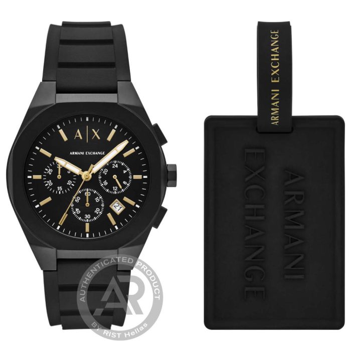 Armani Exchange Raphael Black Silicone Strap Chronograph Gift Set AX7165SET