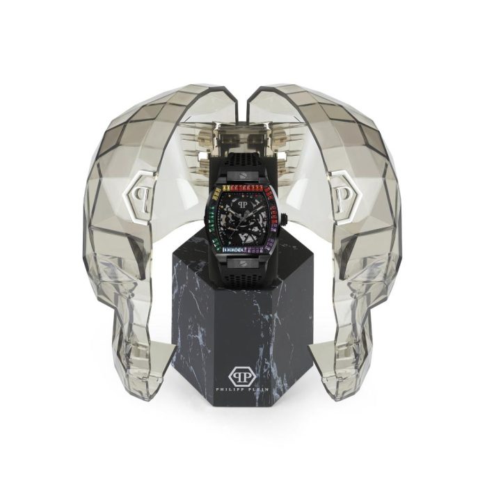 Philipp Plein The Skeleton Crystals Automatic Black Rubber Strap PWBAA0621