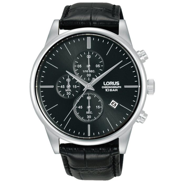 Lorus Urban Black Leather Strap Chronograph RM367JX9