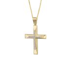 ΣΤΑΥΡΟΣ ΜΕ ΑΛΥΣΙΔΑ ΑΠΟ 9 ΚΑΡΑΤΙΑ ΚΙΤΡΙΝΟ ΧΡΥΣΟ ΚΑΙ ΛΕΥΚΟΧΡΥΣΟ ΜΕ ΖΙΡΓΚΟΝ 0052-ST253822-9