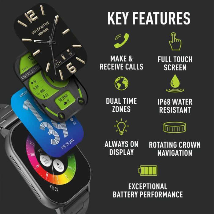 Reflex Active Series 29 Black Stainless Steel Bracelet Smartwatch RA29-4082