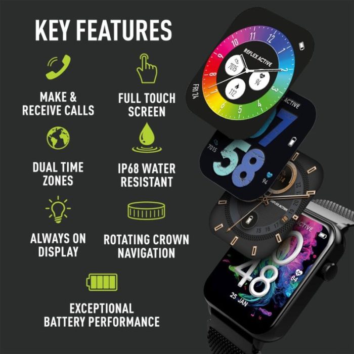 Reflex Active Series 30 Black Stainless Steel Bracelet Smartwatch RA30-4088
