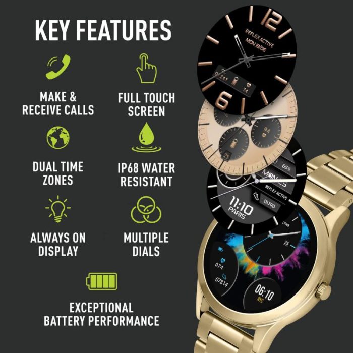 Reflex Active Series 31 Gold Stainless Steel Bracelet Smartwatch RA31-4100