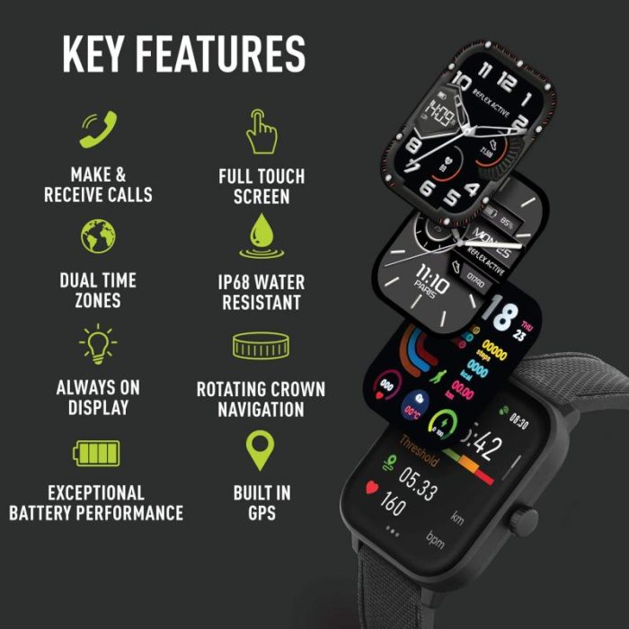 Reflex Active Series 44 Black Rubber Strap Smartwatch RA44-2216