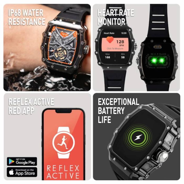 Reflex Active Series 51 Black Rubber Strap Smartwatch RA51-2225