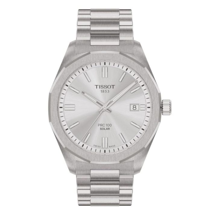 Tissot T-Classic PRC 100 Solar Silver Stainless Steel Bracelet T1514221103100