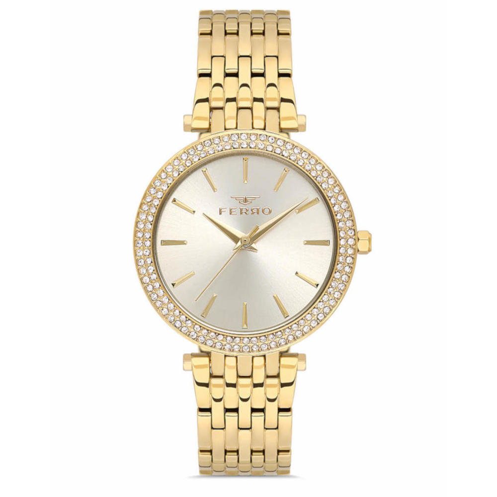 Ferro Crystals Gold Stainless Steel Bracelet FL21449AWT-B4