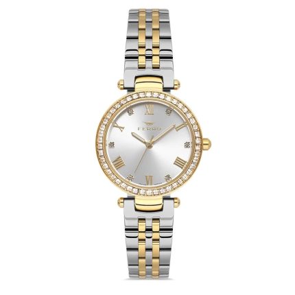 Ferro Crystals Two Tone Stainless Steel Bracelet FL21593AWT-D
