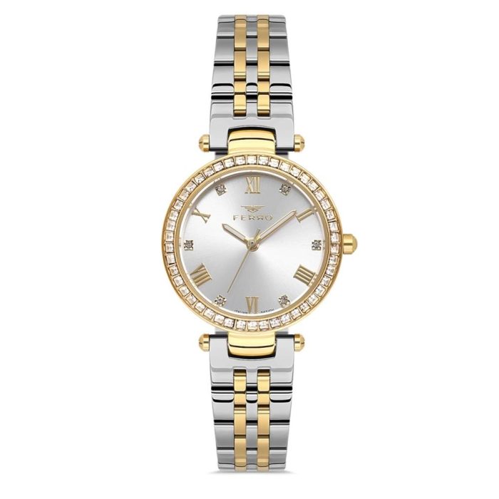 Ferro Crystals Two Tone Stainless Steel Bracelet FL21593AWT-D