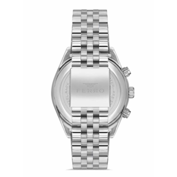 Ferro Dual Time Silver Stainless Steel Bracelet FM11507AWT-A3