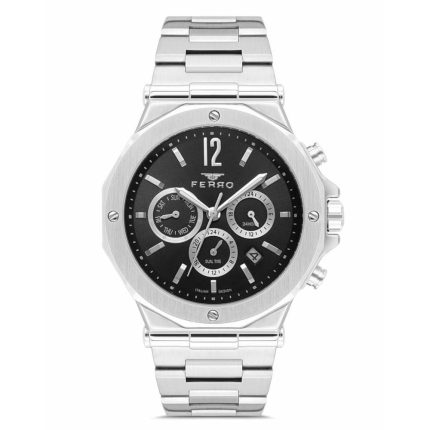 Ferro Dual Time Silver Stainless Steel Bracelet FM43020A-A2