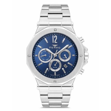 Ferro Dual Time Silver Stainless Steel Bracelet FM43020A-A3