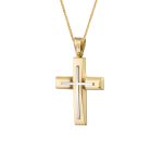 ΣΤΑΥΡΟΣ ΜΕ ΑΛΥΣΙΔΑ ΑΠΟ 9 ΚΑΡΑΤΙΑ ΚΙΤΡΙΝΟ ΧΡΥΣΟ ΚΑΙ ΛΕΥΚΟΧΡΥΣΟ 0046-ST255575