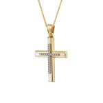 ΣΤΑΥΡΟΣ ΜΕ ΑΛΥΣΙΔΑ ΑΠΟ 9 ΚΑΡΑΤΙΑ ΚΙΤΡΙΝΟ ΧΡΥΣΟ ΚΑΙ ΛΕΥΚΟΧΡΥΣΟ ΜΕ ΖΙΡΓΚΟΝ 0050-ST255599