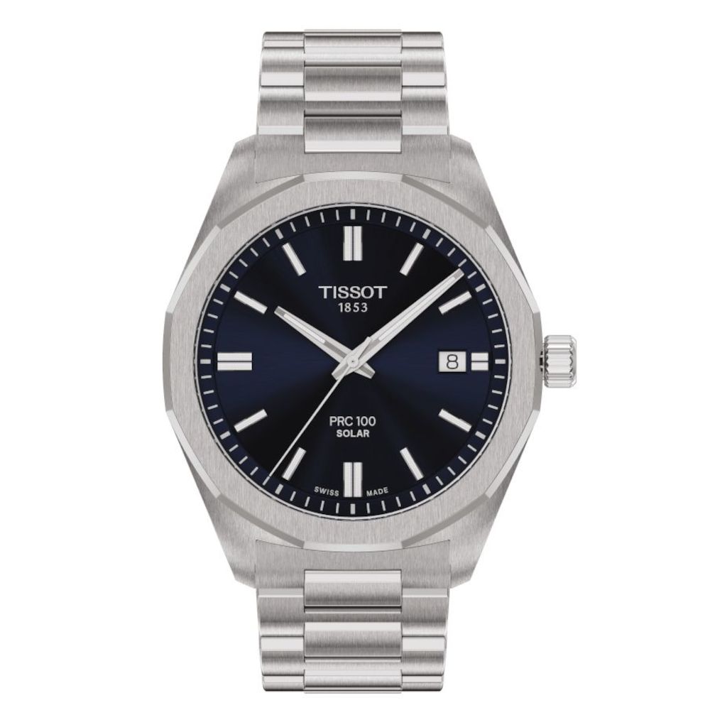 Tissot T-Classic PRC 100 Solar Silver Stainless Steel Bracelet T1514221104100