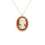 ΚΟΛΙΕ ΧΕΙΡΟΠΟΙΗΤΟ 14 ΚΑΡΑΤΙΑ ΚΙΤΡΙΝΟ ΧΡΥΣΟ ΜΕ CAMEO 0054-KL17579