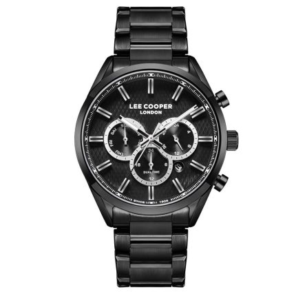 Lee Cooper Dual Time Black Metal Bracelet LC08153.650