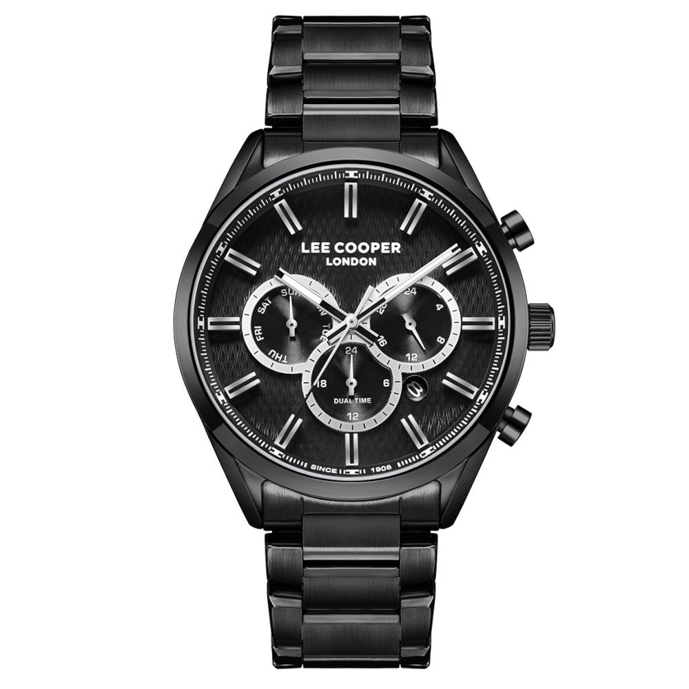 Lee Cooper Dual Time Black Metal Bracelet LC08153.650