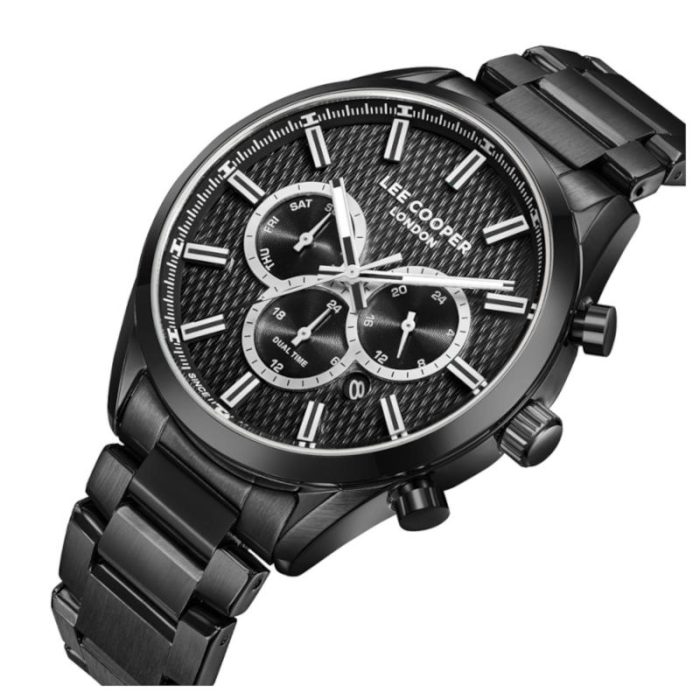 Lee Cooper Dual Time Black Metal Bracelet LC08153.650