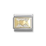 NOMINATION COMPOSABLE CLASSIC LINK GLITTER HEART BOW IN 18K GOLD 030224/11