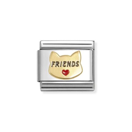 NOMINATION COMPOSABLE CLASSIC LINK RED HEART CAT IN 18K GOLD 030285/68
