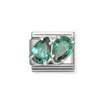 NOMINATION COMPOSABLE CLASSIC LINK GREEN DOUBLE DROPS IN STERLING SILVER 330329/12